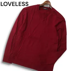 LOVELESS ラブレス 秋冬 スカル刺繍★ カシミヤ混 Vネック セーター プルオーバー ニット Sz.L メンズ