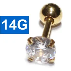 ２個セット 14G ジュエル付き ゴールド ストレートバーベル ボディピアス  バーベル ジュエル 軟骨ピアス サージカルステンレス ピアス 金属アレルギー キラキラ プレゼント シンプル ゴールド CZダイヤ