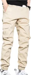 three Joy ジョガーパンツ メンズ サルエルパンツ クライミングパンツ トレーニングウェア アウトドア(ベージュ,  XL)