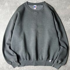 90s RUSSELL 無地 前V スウェット トレーナー XL / 90年代 オールド ラッセル 裏起毛 ダーク グレー スエット