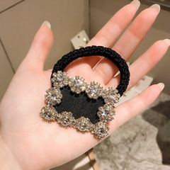 ヘアアクセサリー ヘアゴム レディース ビジュー ラインストーン スクエア