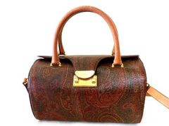 3F エトロ 2WAY ハンドバッグ ショルダーバッグ■ ペイズリー柄 PVC レザー ETRO 内側生地劣化あり □ 7F