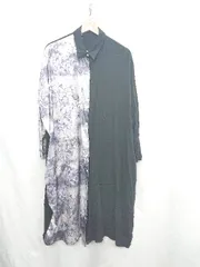 ◇ ⊂ antiqua アンティカ 異素材ドッキング 長袖 膝下 ワンピース サイズF ブラック系 レディース E  【1502200008576】