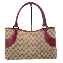 GUCCI グッチ GGキャンバス トートバッグ バッグ 赤紫色 ボルドー