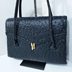 高級レザー オーストリッチ ハンドバッグ ブラック 肩掛け エキゾチックレザー JRA】クロワロワイヤル オーストリッチ ハンドバッグ