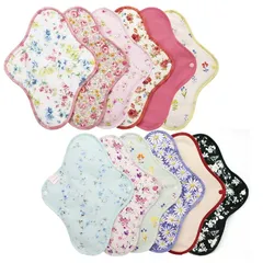 [ジュランジェ] 布ナプキン 防水布入り 生理用 お試し一体型5枚セット MIX系アソート 日本製 [ 24.5cm / 柄アソート ] 綿100% 無漂白ネル