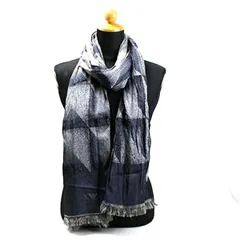 エンポリオアルマーニ ストール 長方形 グレー×ネイビー 中古 ABランク