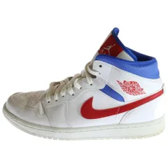 NIKE (ナイキ) WMNS AIR JORDAN1 MID ウィメンズ エアジョーダン1 ミッドカットスニーカー ホワイト/レッド US11.5/28.5cm BQ6472-164