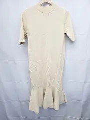 ◇ ⊂ BIRTHDAY BASH 半袖 膝下丈 フレア ワンピース サイズS ベージュ レディース E  【1506180014206】