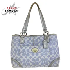 COACH コーチ シグネチャー 水色 シルバー シルバー金具 PVC トートバッグ ショルダーバッグ レディース 410087【中古】