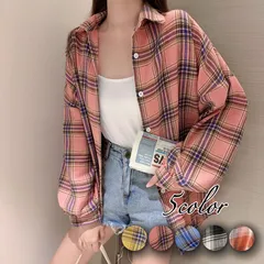 ネルシャツ チェックシャツ ビッグ レディース トップス 羽織り 選べるカラー 豊富 春秋冬 大人 可愛い ★pink★/全国送料無料/ /残りわずか/ /追跡対応で安心発送/ ♮