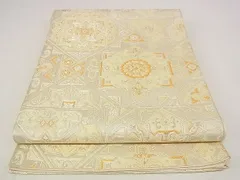 平和屋着物◎六通柄袋帯　幾何学文様　金銀糸　正絹　逸品AAAG9631Apf