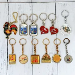 海外★レトロキーホルダー12点セット ヴィンテージキーリング 海外おみやげ