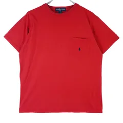 ラルフローレンRalph Lauren半袖Tシャツ胸ポケTポニーロゴ刺?ワンポイント胸ポケット赤レッドvintageヴィンテージ40212
