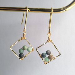 クリソコラ　スクエアピアス【k1403】