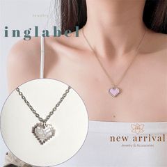 ☆新品 ハートチャームネックレス ホワイト  8bitハート かわいい 白