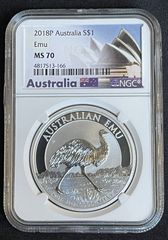 2018P Atrailia Emu NGC MS70 Sydney Atralia Label (First Year Of Issue)
