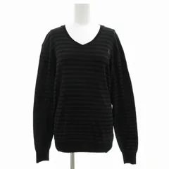 バーバリーブラックレーベル BURBERRY BLACK LABEL ボーダーTシャツ カットソー 長袖 ロンT Vネック ホースロゴ 3 L 黒 ブラック グレー /SS 1016 ■GY09