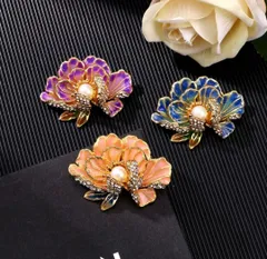 ブローチ花ピンクキラキラ大お洒落セレモニー大人可愛い中華上品豪華華やかコサージュ