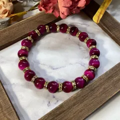 ピンクタイガーアイ パワーストーン ブレスレット 10mm （ゴールド）メンズ・レディース 男性・女性 数珠ブレス 開運  [3] 