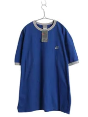 【お得なクーポン配布中!】 デッドストック 00s ナイキ ワンポイント 刺繍 リンガー Tシャツ メンズ XL / オールド スウッシュ ロゴ コットン ツートン 大きいサイズ