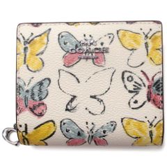【新品 未使用】コーチ 財布 COACH アウトレット バタフライ プリント 蝶柄 チョウ柄 スナップウォレット 二つ折り財布 CAP10 SVCAH