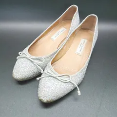 ◇ MODE ET JACOMO ポインテッドトゥ ラメ 光沢感 リボン シンプル パンプス サイズ22.5 シルバー系 レディース E 【1309250001799】