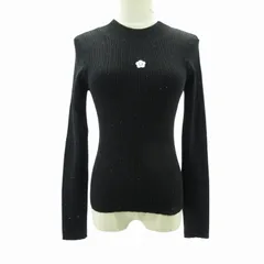 リリーブラウン Lily Brown ×MARY QUANT 美品 デイジー刺繍バックオープンリブニット 黒 ブラック F フリーサイズ LWNT245093 0619