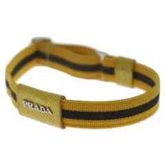 PRADA (プラダ) ストライプ ブレスレット ブランドロゴ イエロー/ネイビーのサムネイル
