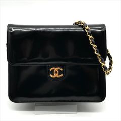 良品 CHANEL シャネル ココマーク パテント プッシュロック チェーン ショルダー バッグ ブラック レディース ブランド カバン k5679