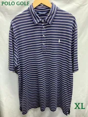 POLO GOLF RALPH LAUREN 半袖ボーダーポロシャツ XL 紫 ピンクの線 【KH00002】