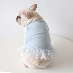 閉店セール全品半額】大きいサイズ　キャミソールワンピース　サックス　ブルー　フレンチブルドッグ　犬服