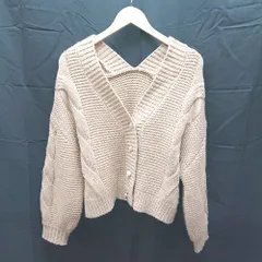 ◇ MAJESTIC LEGON フロントボタン ショート丈 ニット かわいい 長袖 カーディガン サイズM ベージュ レディース E  【1303290009111】