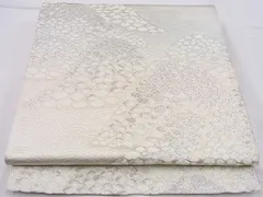 平和屋着物■六通柄袋帯　唐織　遠山風景文　銀糸　逸品　n-je3669