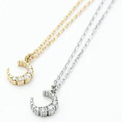 ジルコニアが5石輝くムーンモチーフネックレス ペンダント 三日月 アズキチェーン アジャスター4cm シルバー ゴールド メール便 送料無料 プレゼント 秋冬 大人気