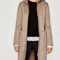 ZARA ムートンコート フード付き リバーシブル ボア