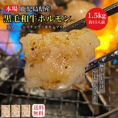 冷凍 500g×3袋 計1.5kg◎鹿児島県産 極上！黒毛和牛ホルモンミックス【小腸・シマチョウ・赤センマイ】味付けなし 【お家で簡単！プロの下処理説明書付き】冷凍 焼肉 もつ鍋 テチャン テッチャン 国産 和牛 バーベキュー ギアラ