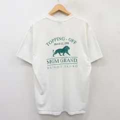 XL/古着 半袖 ビンテージ Tシャツ メンズ 90s ライオン MGM GRAND 胸ポケット付き クルーネック 白 ホワイト 25may17 中古