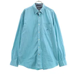 NAUTICA ノーティカ ストライプ 長袖 ボタンダウンシャツ M ミント系 メンズ 古着