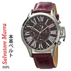 腕時計メンズ 【Salvatore Marra】サルバトーレマーラ　ウォッチ　レザーベルト アナログ カレンダー 24時間計 マルチファンクション SM23101-SSPL 男性　ギフト　プレゼント　ブランド