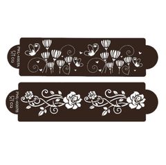 バラと小花のステンシル２枚セット　ST0010