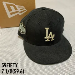 《NEWERA》ニューエラ　ロサンゼルス　ドジャース　59FIFTY　キャップ　ブラック　ストーン　つば裏　ミント　コーデュロイ　7 1/2