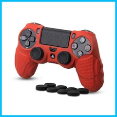 【新着商品】プレイステーション4 コントローラー対応 CHINFAI スキンケース 保護カバー ソフト 耐衝撃 シリコン素材 カバー 簡単装着【アシストキャップ コントローラー 8個付き】(レッド) ps4