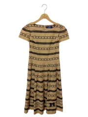 エムズグレイシー フラワーxリボン入りボーダージャガード 311302 ワンピース 38 ブラウン ITBD2Q168SD0