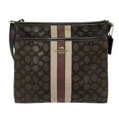 COACH(コーチ) ショルダーバッグ キャンバス アウトライン シグネチャー ジャガード ストライプ ミニ ファイルバッグ F39041 レザー