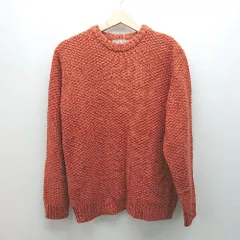 ◇ nano universe ナノ ユニバース クルーネック ケーブル 起毛 ストレッチ 長袖 ニット サイズM オレンジ レディース E  【1307260040845】