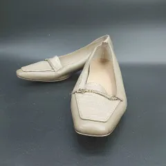 ◇ Θ Le Talon ルタロン 定価9500円 クロコ調 チャンキーヒール パンプス サイズ24 ベージュ レディース E  【1412260029193】