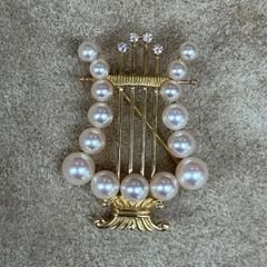 MIKIMOTO ミキモト K18 パール ダイヤ ブローチ
