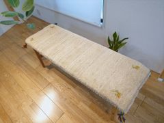 ペルシャ　ギャッベ　ミニランナー　細長いラグ　120x42㎝　アイボリー　グレー　RJ13888