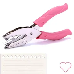 穴あけパンチ クラフトパンチ ペーパーパンチ ハート ピアス台紙用 事務用品 文房具 文具 手芸用品 ハンドメイド 子供のノート 整理 デザイン 5.5mm 小さい 全長16cm ピンク